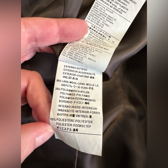 Mint BENETTON Brown Wool Jacket Pea Coat United Colors Of Benetton Classic Stile - Picture 8 of 9